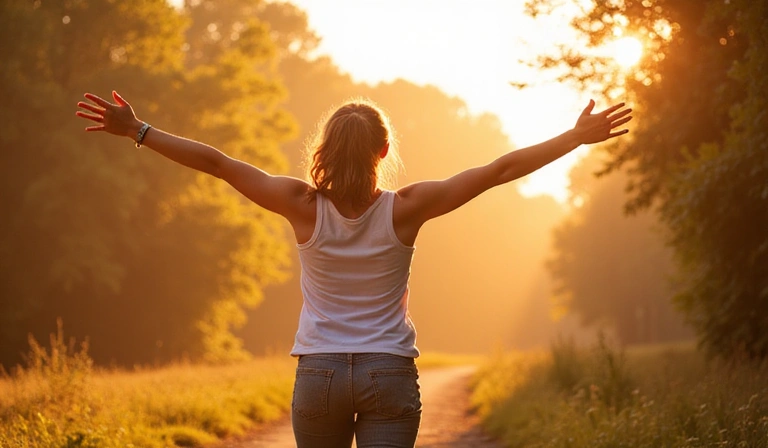 Person exercising outdoors, showing energy and vitality