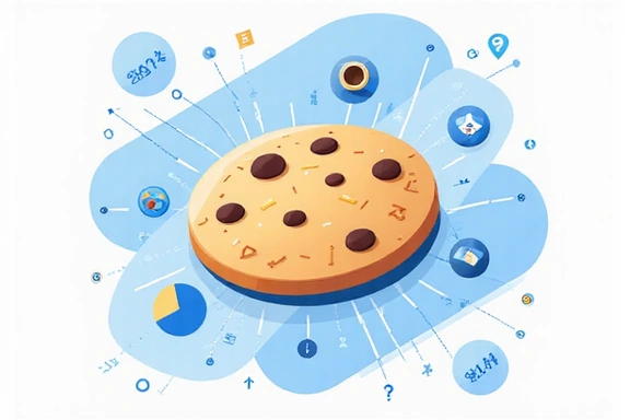 Illustration of a cookie and digital data flow