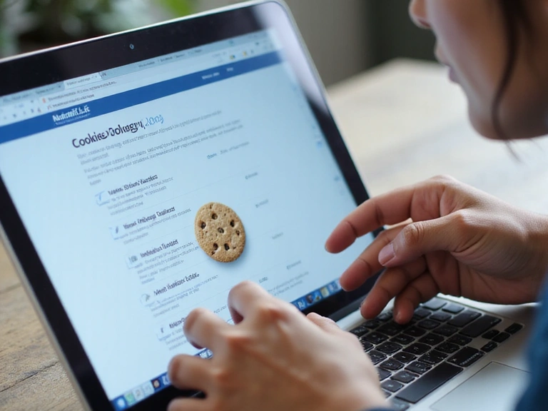 Person managing cookie settings on a computer screen