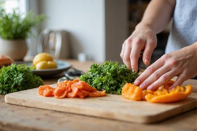Blog post image showing hands preparing healthy food