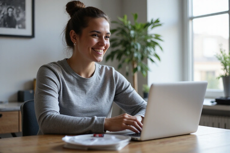 Person using a laptop for a video call